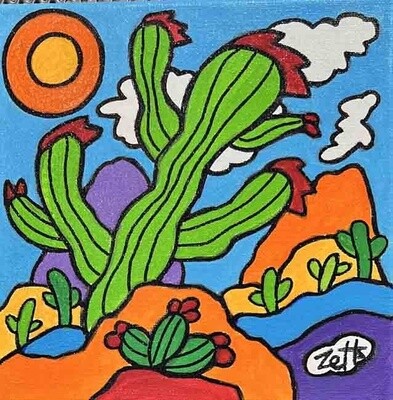LEANING SAGUARO 8&quot; x 8&quot;