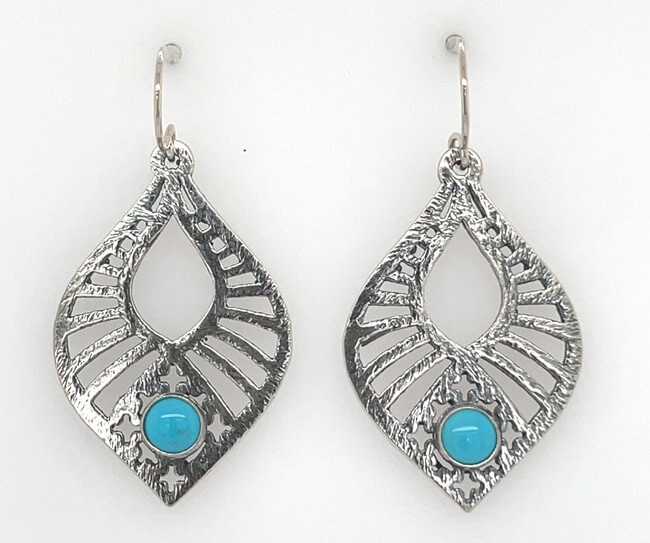SILVER TURQUOISE EARRINGS NAVAJO-HAROLD JOE