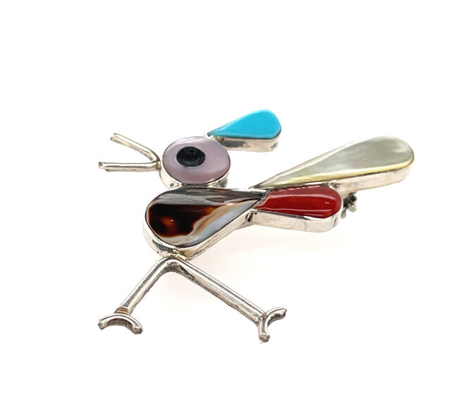 SILVER ROADRUNNER PENDANT/PIN ZUNI - CAROLINE EDAAKIE