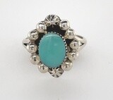 SILVER TURQUOISE RING NAVAJO-MIKE SMITH - SIZE 6.5