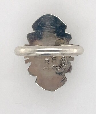 SILVER TURQUOISE RING NAVAJO-BRANDON ETCITTY - SIZE 8