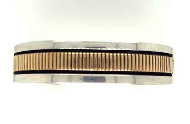 SILVER/14KT GOLD CUFF BRACELET NAVAJO - BRUCE MORGAN