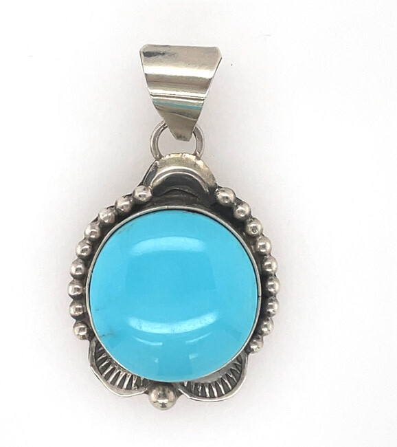 SILVER TURQUOISE PENDANT NAVAJO - TIA LONG