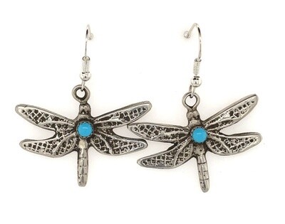SILVER TURQUOISE DRAGONFLY EARRINGS NAVAJO-TANYA YAZZIE