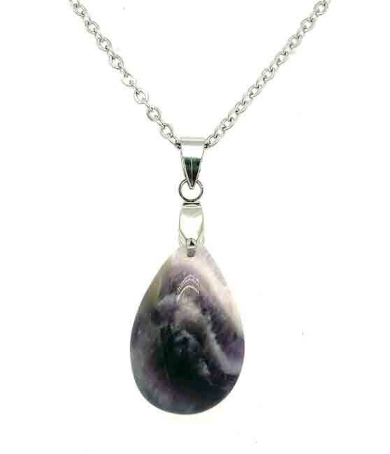 STAINLESS AMETHYST NECKLACE FJN139