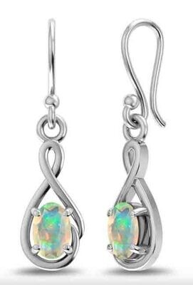 SILVER OPAL INFINITY EARRINGS