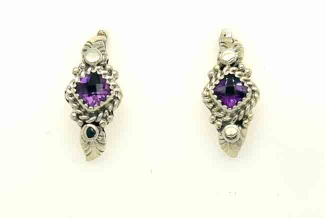 SILVER AMETHYST EARRINGS NAVAJO-M. DAWES