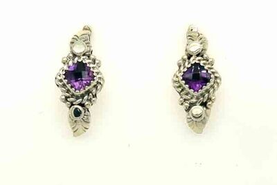 SILVER AMETHYST EARRINGS NAVAJO-M. DAWES