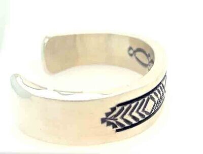 SILVER HEAVY STAMPED CUFF BRACELET NAVAJO - BRUCE MORGAN