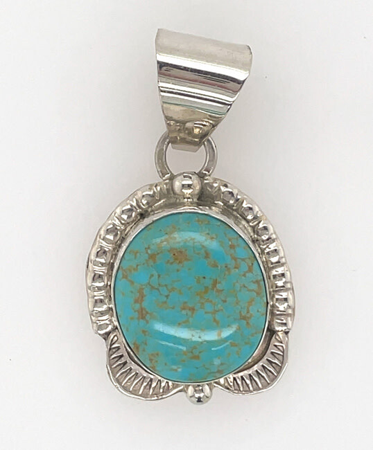 SILVER TURQUOISE PENDANT NAVJAO - TIA LONG