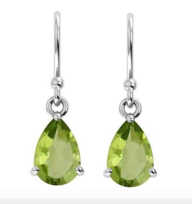 SILVER PERIDOT TEARDROP EARRINGS