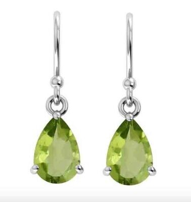 SILVER PERIDOT TEARDROP EARRINGS