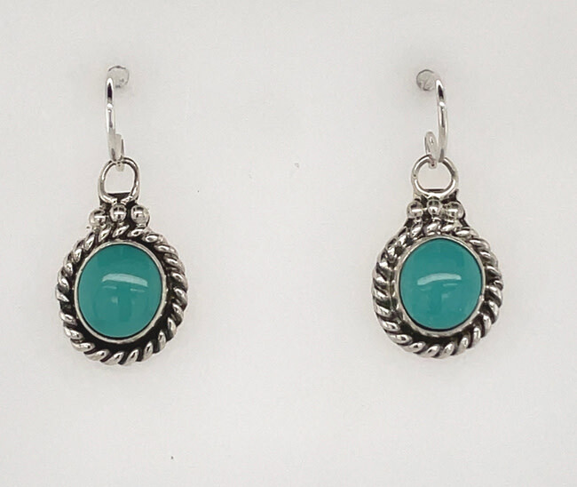 SILVER TURQUOISE EARRINGS NAVAJO-JAN MARIANO