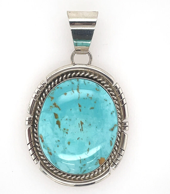 SILVER TURQUOISE PENDANT NAVAJO - DAVE SKEETS