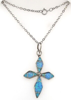 SILVER OPAL CROSS PENDANT NAVAJO - JAMES KEE SILVER OPAL CROSS PENDANT NAVAJO - JAMES KEE