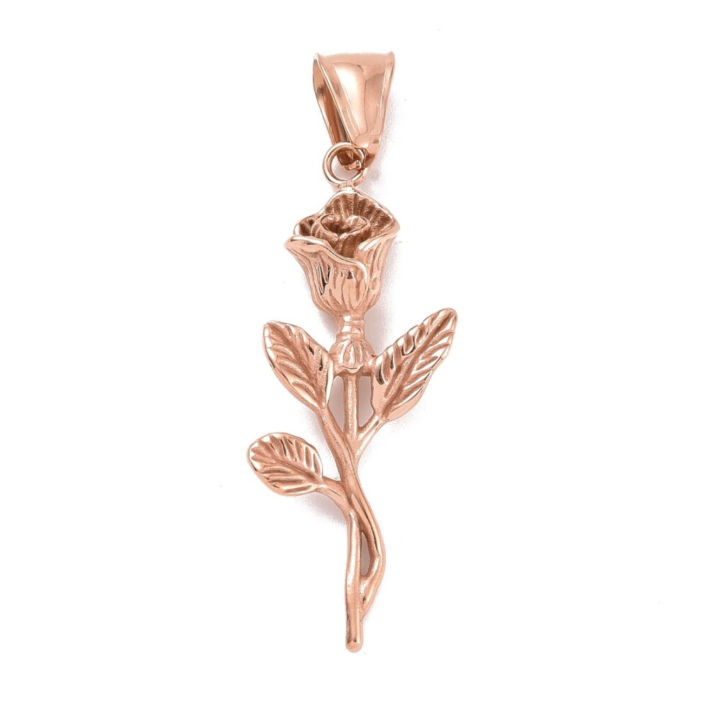 ROSE STAINLESS ROSE STEM PENDANT FJP49