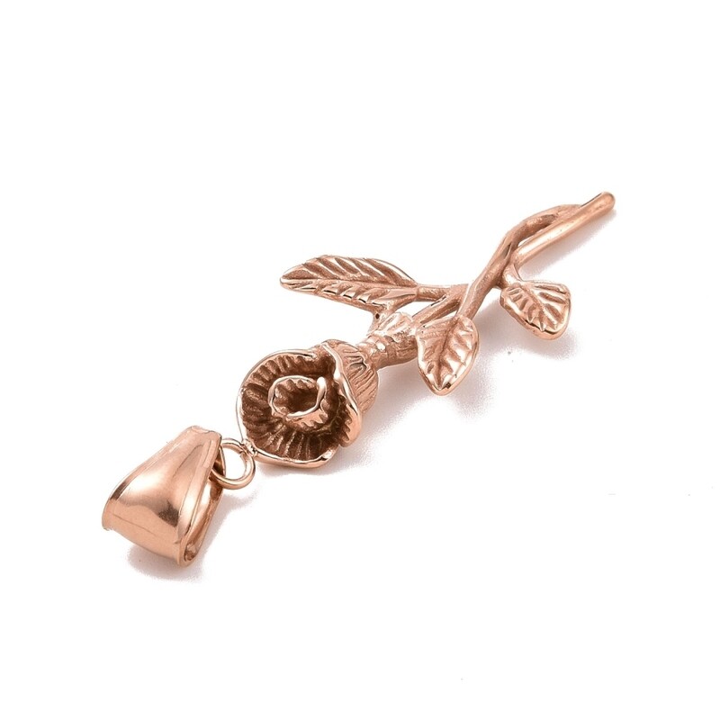 ROSE STAINLESS ROSE STEM PENDANT