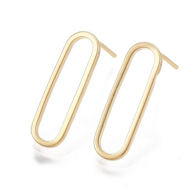 GOLD STAINLESS PAPERCLIP EARRINGS FJE2Z