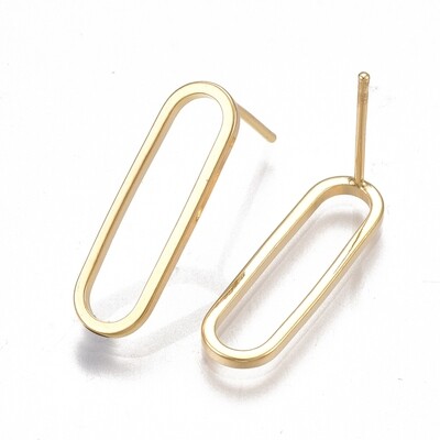 GOLD STAINLESS PAPERCLIP EARRINGS FJE2Z