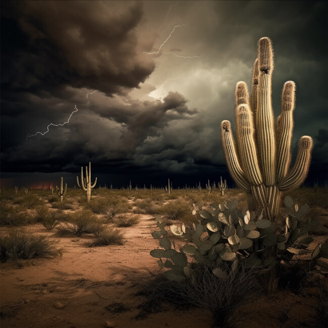 DESERT LIGHTNING 12&quot;x12&quot; Acrylic on Metal
