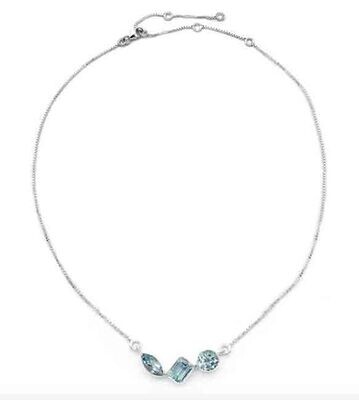 SILVER 3-TOPAZ MIXED SHAPES NECKLACE
