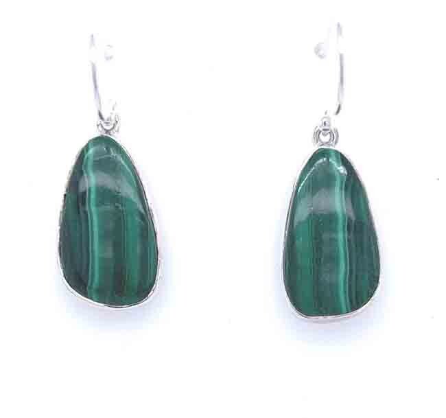 SILVER MALACHITE TEARDROP EARRINGS