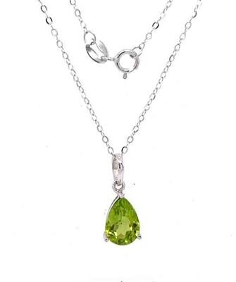 SILVER PERIDOT TEARDROP NECKLACE