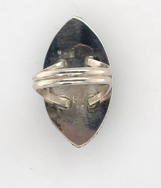 SILVER TURQUOISE RING NAVAJO-BRANDON ETCITTY - SIZE 9