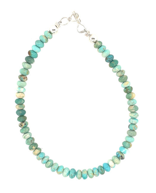 SILVER TURQUOISE BEAD BRACELET NAVAJO - RB