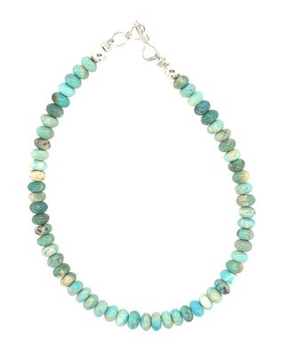 SILVER TURQUOISE BEAD BRACELET NAVAJO - RB