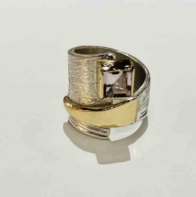 SILVER/14K PINK MOSSIANTE WRAP RING KWH194-6.5