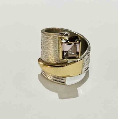 SILVER/14K PINK MOSSIANTE WRAP RING KWH194-6.5 SILVER/14K PINK MOSSIANTE WRAP RING KWH194-6.5
