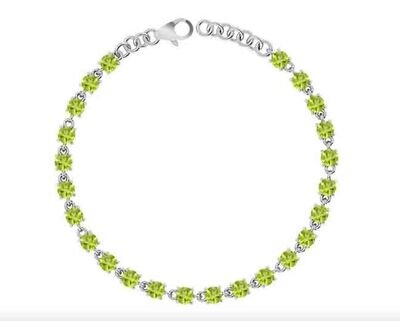 SILVER ROUND PERIDOT LINK BRACELET