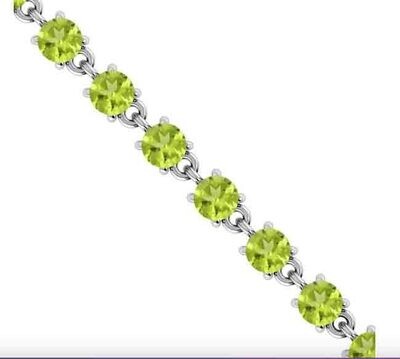 SILVER TEARDROP PERIDOT LINK BRACELET