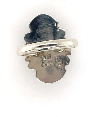 SILVER TURQUOISE RING NAVAJO - BRANDON ETCITTY - SIZE 9