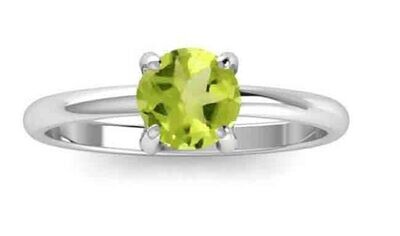 SILVER ROUND PERIDOT RING SIZE 7