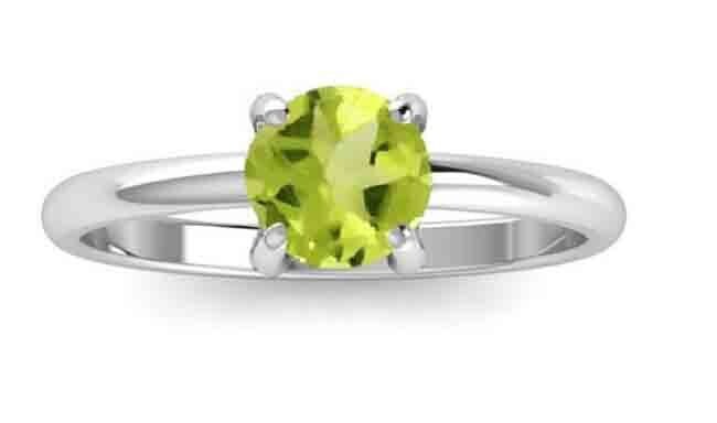SILVER ROUND PERIDOT RING SIZE 7