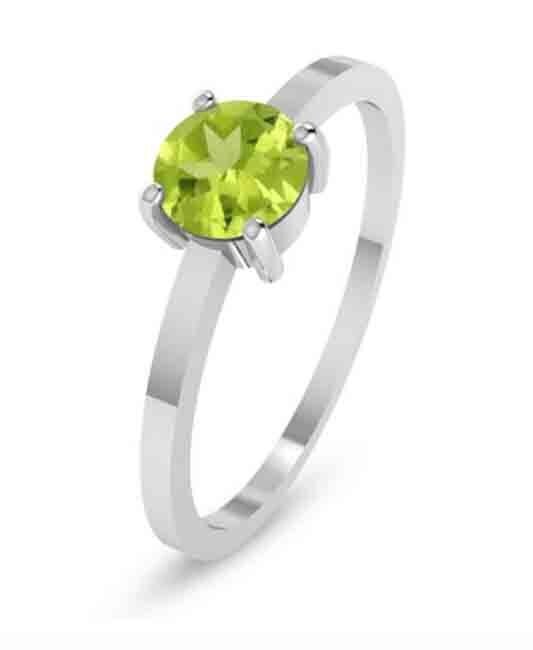 SILVER ROUND PERIDOT RING SIZE 7