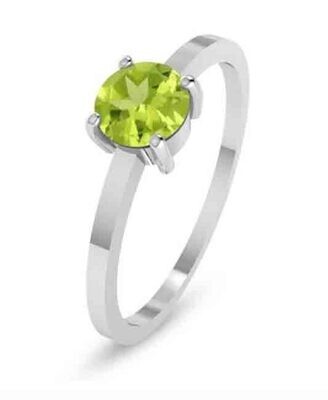 SILVER ROUND PERIDOT RING SIZE 7