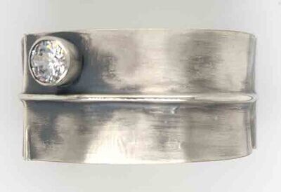 SILVER CZ COLD-FORMED CUFF BRACELET