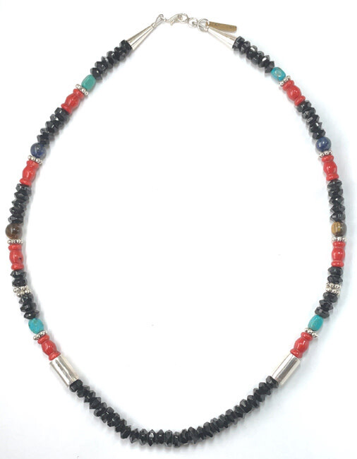 SILVER MULTI BEADED NECKLACE NAVAJO - T&amp;R SINGER