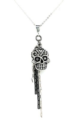 SILVER SUGAR SKULL NECKLACE