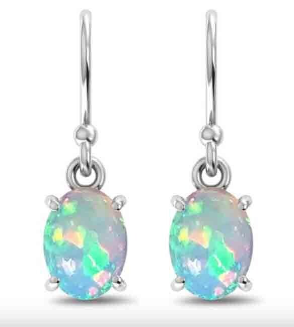 SILVER OPAL OVAL EARRINGS