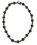 SILVER/14KT LAVA ROCK BEADED NECKLACE