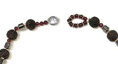 SILVER/14KT LAVA ROCK BEADED NECKLACE