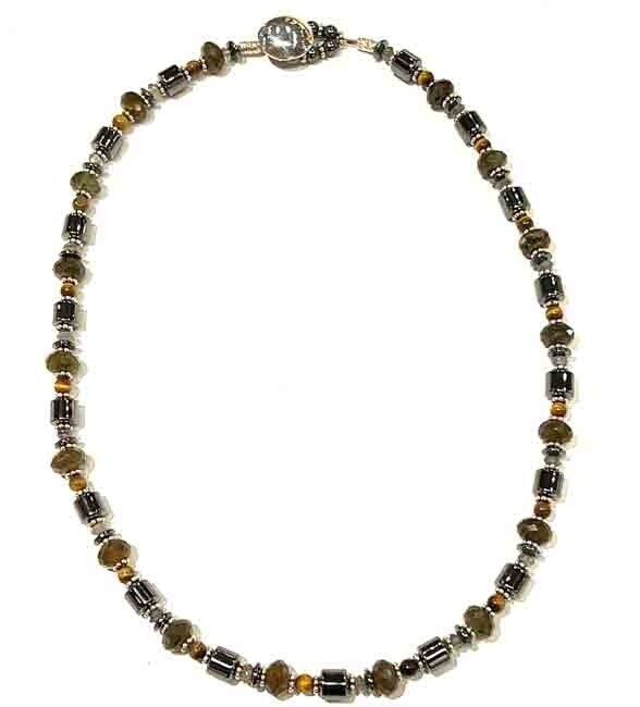 SILVER HEMATITE BEADED NECKLACE