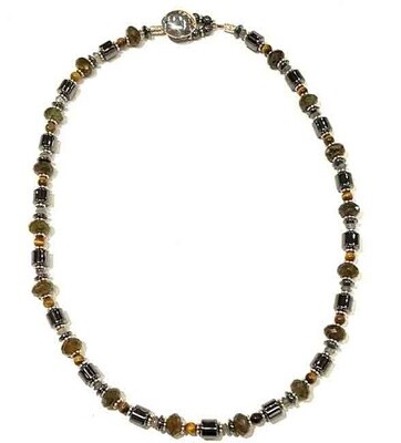 SILVER HEMATITE BEADED NECKLACE