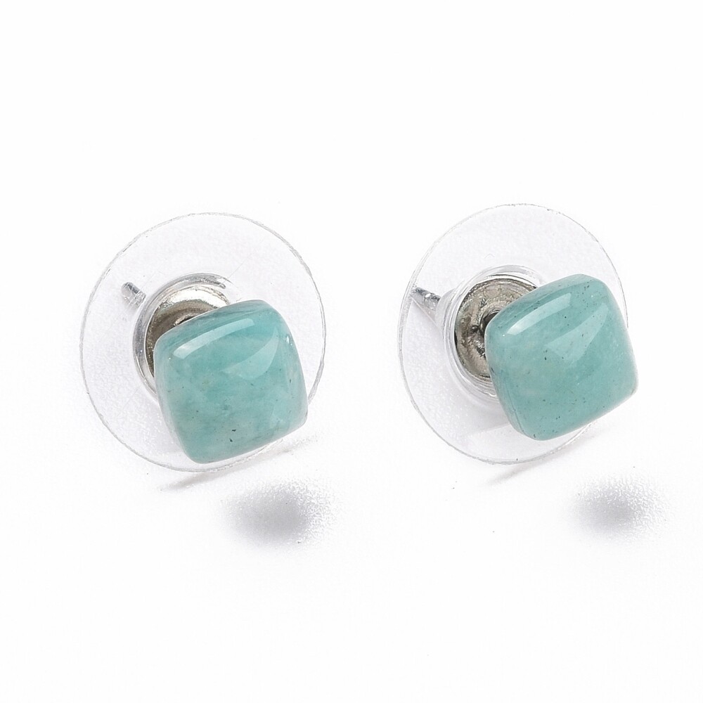STAINLESS AMAZONITE STUD EARRINGS FJE184
