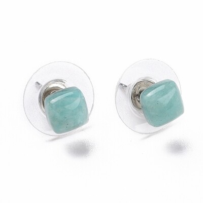 STAINLESS AMAZONITE STUD EARRINGS FJE184