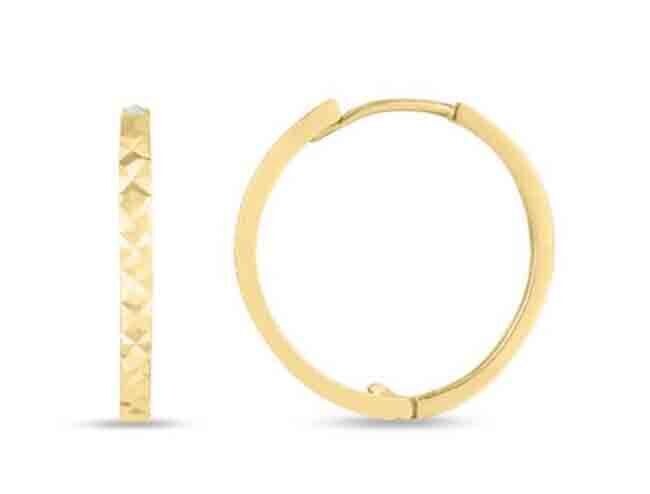 14K GOLD DIAMOND CUT HOOP EARRINGS
